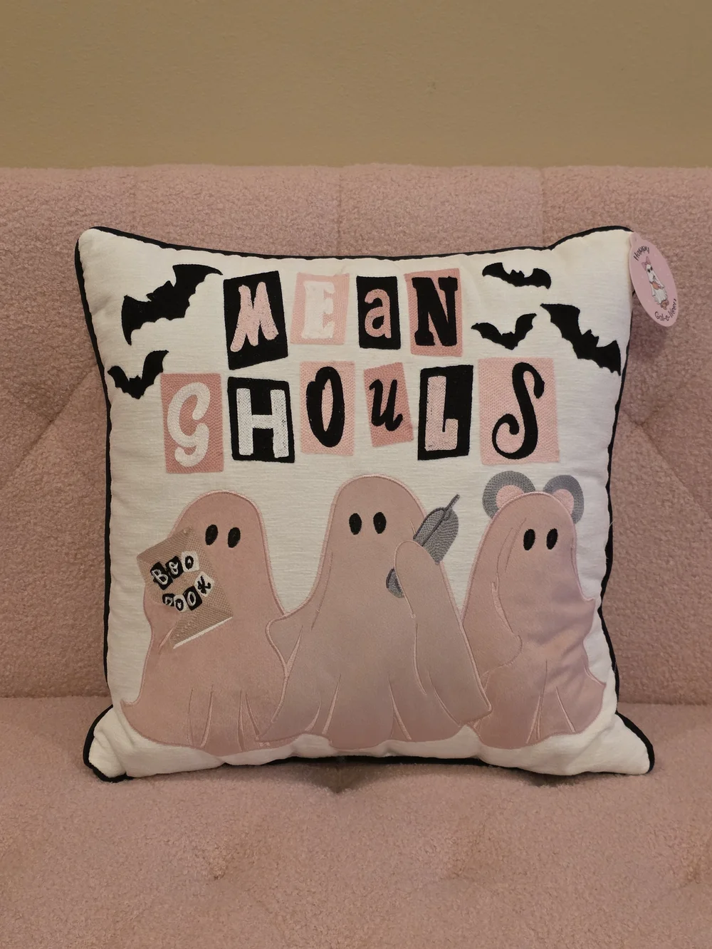 Mean Ghouls Pink Accent Pillow - Decorative Halloween Throw